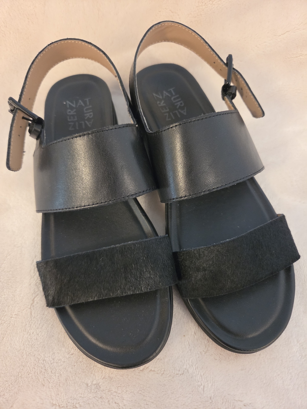 Naturalizer Black Double-Strap Slingback Sandals